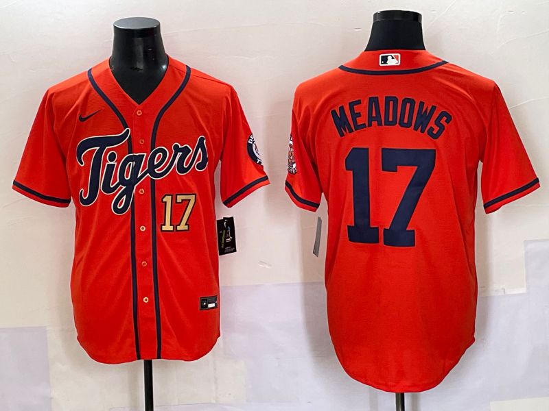 Men 2025 Detroit Tigers #17 Meadows Orange Game Nike MLB Jersey style 4